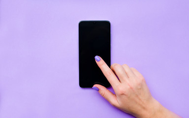 Mockup phone. The girl flips through the pages.