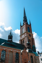 Fototapeta premium Casual view on the buildings facade and decoration on the streets of Stockholm, Sweden