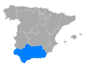 Fototapeta na wymiar Karte von Andalusien in Spanien