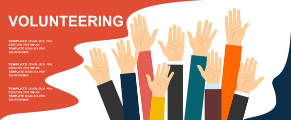 Raised hands volunteering vector concept