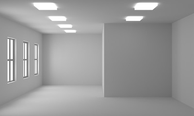 Naklejka na ściany i meble Modern bright interiors. 3D rendering illustration