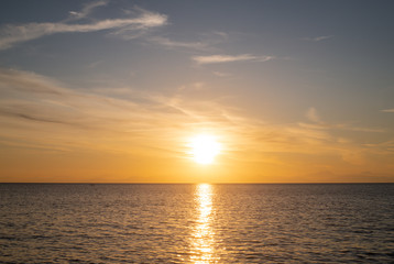 Sunset view from Elba Island. Orange pastel tone
