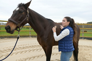 Portrait of horsewoman and horse