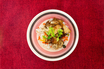 Vietnamese style caramel pork with rice and vegetable