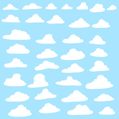 Set of clouds on a blue background.