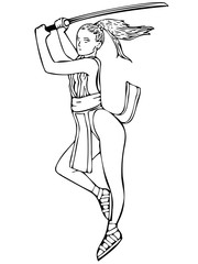 Fantasy sword fighter leaping