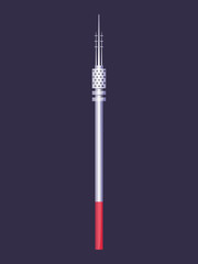 Fototapeta premium Wireless tower. Tv radio network communication satellite antena signal vector pictures. Communication tower. Cellular broadcasting tv wireless radio antena satellite construction