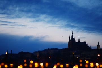 Fototapeta na wymiar Prague at night. Cathedral and palace view