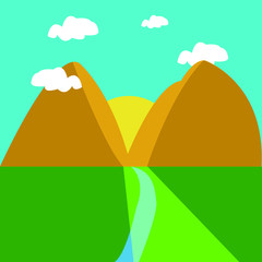 landscape with mountains and clouds