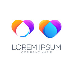 love water logo design vector abstract