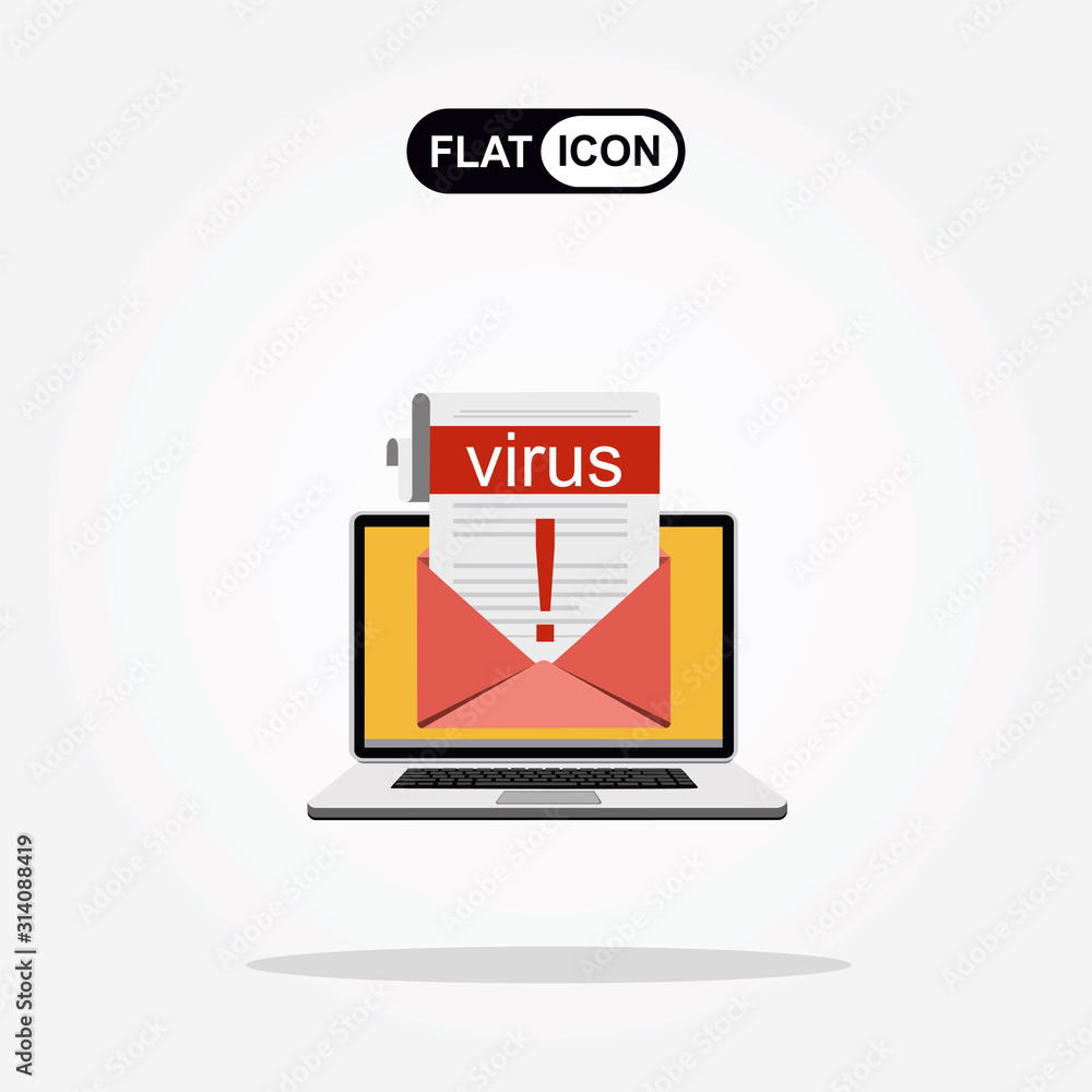 Poster harmful virus computer. system error caused by virus attack. cyber attack concept on laptop screen.