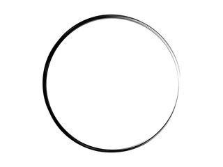 Grunge circle made of black paint using art brush.Grunge thin oval frame made for marking.Isolated black circle made of black ink.