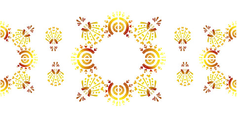 Nice native gold ornament pattern hand-drawn ikat geometric background - Ethnic folk pattern. Tribal embroidery background. Vector