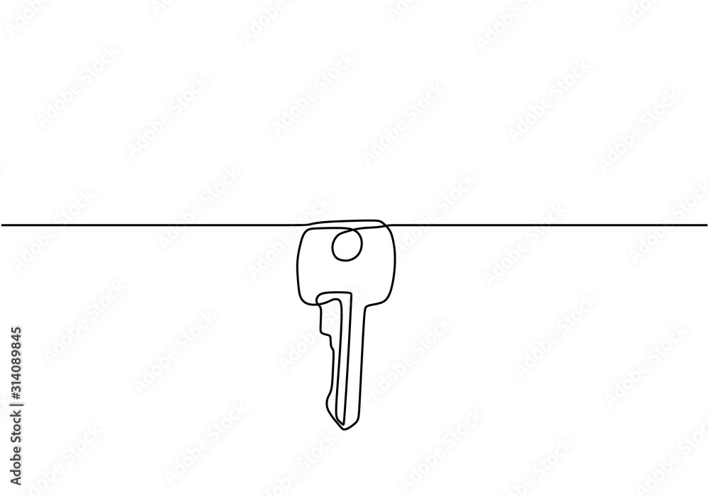 Poster key one line drawing of isolated vector object.