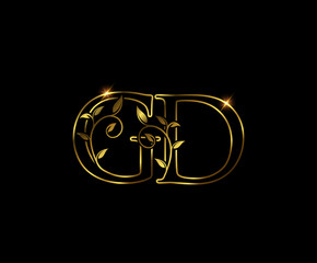 Golden G, D and GD Luxury Letter Logo Icon 