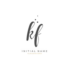 Fototapeta premium Handwritten initial letter K F KF for identity and logo. Vector logo template with handwriting and signature style.