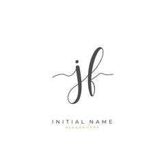 Handwritten initial letter J F JF for identity and logo. Vector logo template with handwriting and signature style.