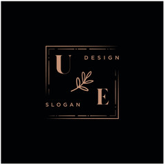UE Beauty vector initial logo, handwriting logo of initial signature, wedding, fashion, jewerly, boutique, floral and botanical with creative template for any company or business