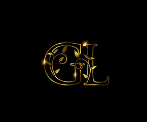 Golden G, L and GL Luxury Letter Logo Icon 
