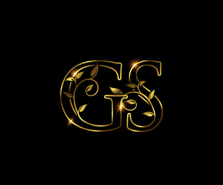 Golden G, S and GS Luxury Letter Logo Icon 