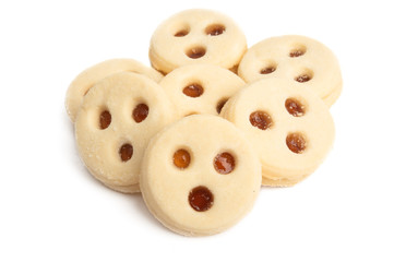 round cookies with jam isolated