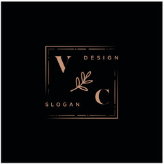 VC Beauty vector initial logo, handwriting logo of initial signature, wedding, fashion, jewerly, boutique, floral and botanical with creative template for any company or business