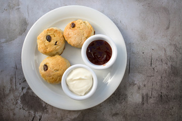 Scones with Raspberry Jam and Clotted Cream