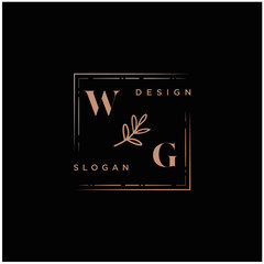 WG Beauty vector initial logo, handwriting logo of initial signature, wedding, fashion, jewerly, boutique, floral and botanical with creative template for any company or business