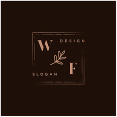 WF Beauty vector initial logo, handwriting logo of initial signature, wedding, fashion, jewerly, boutique, floral and botanical with creative template for any company or business