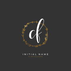 Handwritten initial letter C F CF for identity and logo. Vector logo template with handwriting and signature style.