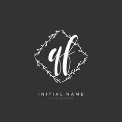 Handwritten initial letter Q F QF for identity and logo. Vector logo template with handwriting and signature style.