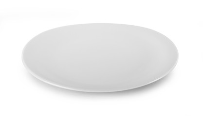 empty white plate isolated on white background