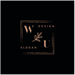 WU Beauty vector initial logo, handwriting logo of initial signature, wedding, fashion, jewerly, boutique, floral and botanical with creative template for any company or business