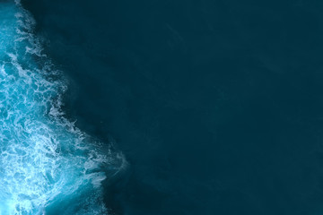 Aerial view to sea landscape, sea water with waves. Dramatic colors photo. Image with place for...