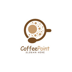 Coffee Point Logo Design with coffee bean and navigation mark