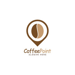 Coffee Point Logo Design with coffee bean and navigation mark