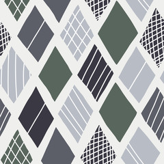 Vector naadloze abstracte hand getekende patroon met ruiten voor inpakpapier, behang, dekking, stof en textiel en ander ontwerp en print. Vectorillustratie in trendy kleuren.