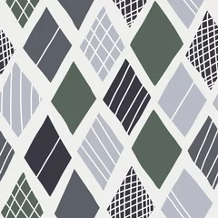 Behang Ruiten Vector naadloze abstracte hand getekende patroon met ruiten voor inpakpapier, behang, dekking, stof en textiel en ander ontwerp en print. Vectorillustratie in trendy kleuren.