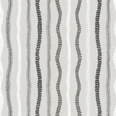 Trendy hand drawn style vertical seamless pattern with abstract plant branches for textile, fabric, cloth, wallpaper, wrapping paper and other print and design. Flat vector illustration.