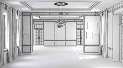 empty pavilion, interior visualization, 3D illustration