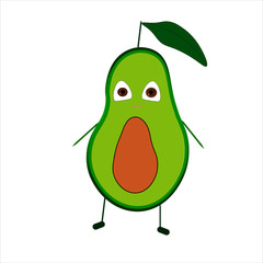vector image of avocado with eyes and smile