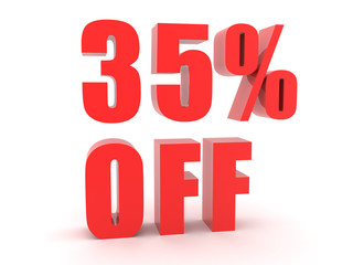 3D Red text saying 35 percent off