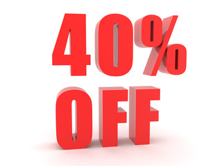 3D Red text saying 40 percent off
