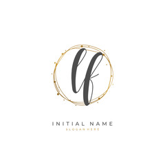Handwritten initial letter L F LF for identity and logo. Vector logo template with handwriting and signature style.