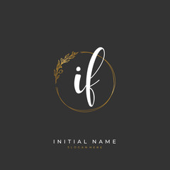  Handwritten initial letter I F IF for identity and logo. Vector logo template with handwriting and signature style.