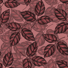 Floral seamless pattern of leaves. Autumn background