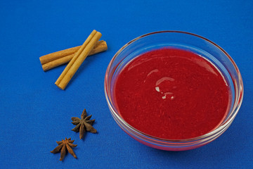 Cranberry sauce with cinnamon and star anise.