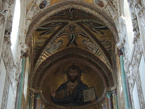 Cefalù – Cathedral Interior With Byzantine Mosaic Of Apse