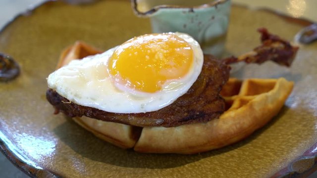 duck and waffle with fried egg