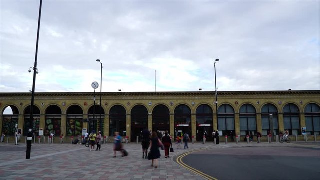Cambridge England, circa : timelapse Cambridge Station in Cambridge City, UK